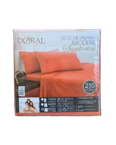 [CODE_00015] Sábanas Rojo Anaranjado Broderie Santorini - Tamaño KING.