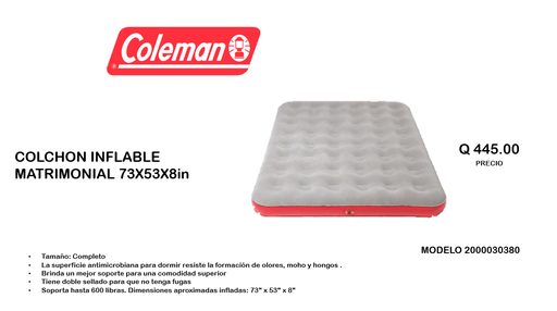 COLCHON INFLABLE MATRIMONIAL 73X53X8in