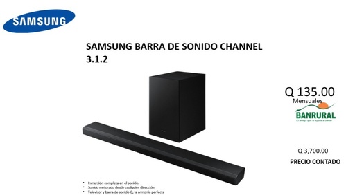 SAMSUNG BARRA DE SONIDO CHANNEL 3.1.2 MODELO HW-Q700A/ZP