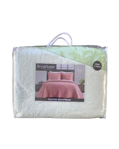 [CODE_00027] Edredón Verde Claro\Blanco RoyalHome - Tamaño King.
