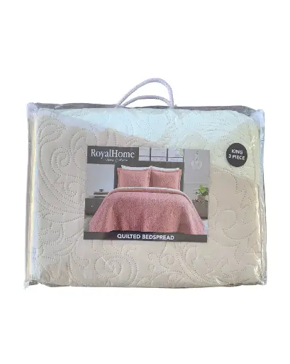 [CODE_00028] Edredón Beige\Blanco RoyalHome - Tamaño King.