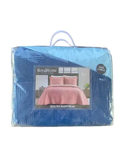 [CODE_00030] Edredón Azul\Celeste RoyalHome - Tamaño King.