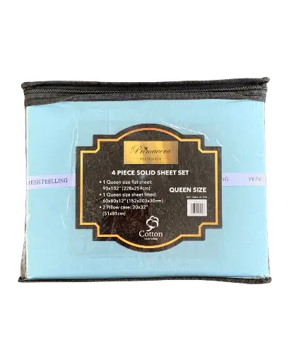 [CODE_00003] Sábanas Celeste Primavera Luxury - Tamaño Queen.