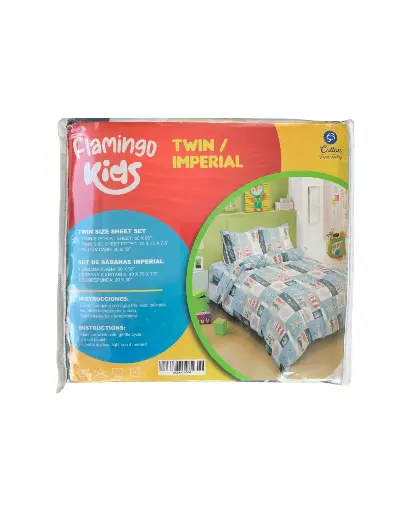 [CODE_00067] Juego de Sábanas Estilo Mar/Imperial/Twin - Flamingo Kids