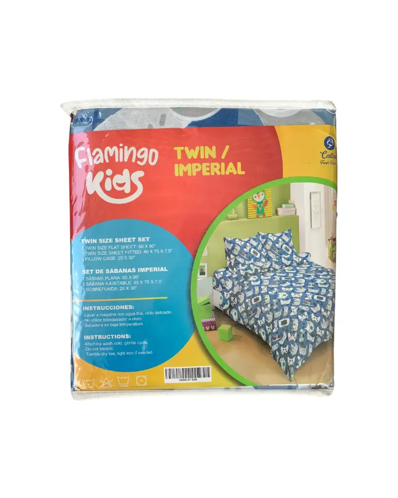 Juego de Sábanas Estilo VideoJuegos/Imperial/Twin - Flamingo Kids