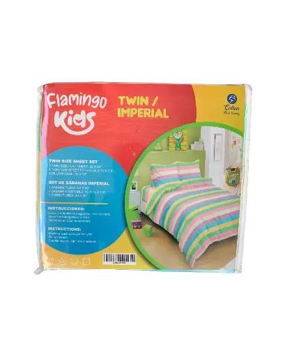 [CODE_00069] Juego de Sábanas Estilo Arcoíris/Imperial/Twin - Flamingo Kids