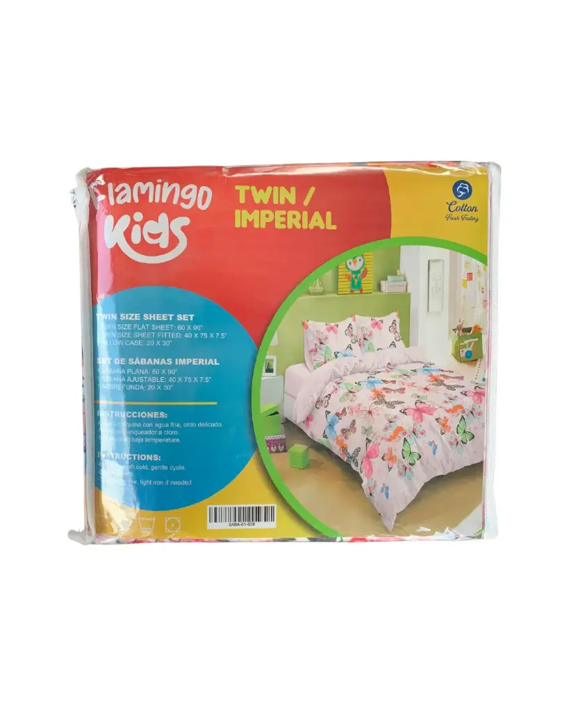 Juego de Sábanas Estilo Mariposas/Imperial/Twin - Flamingo Kids